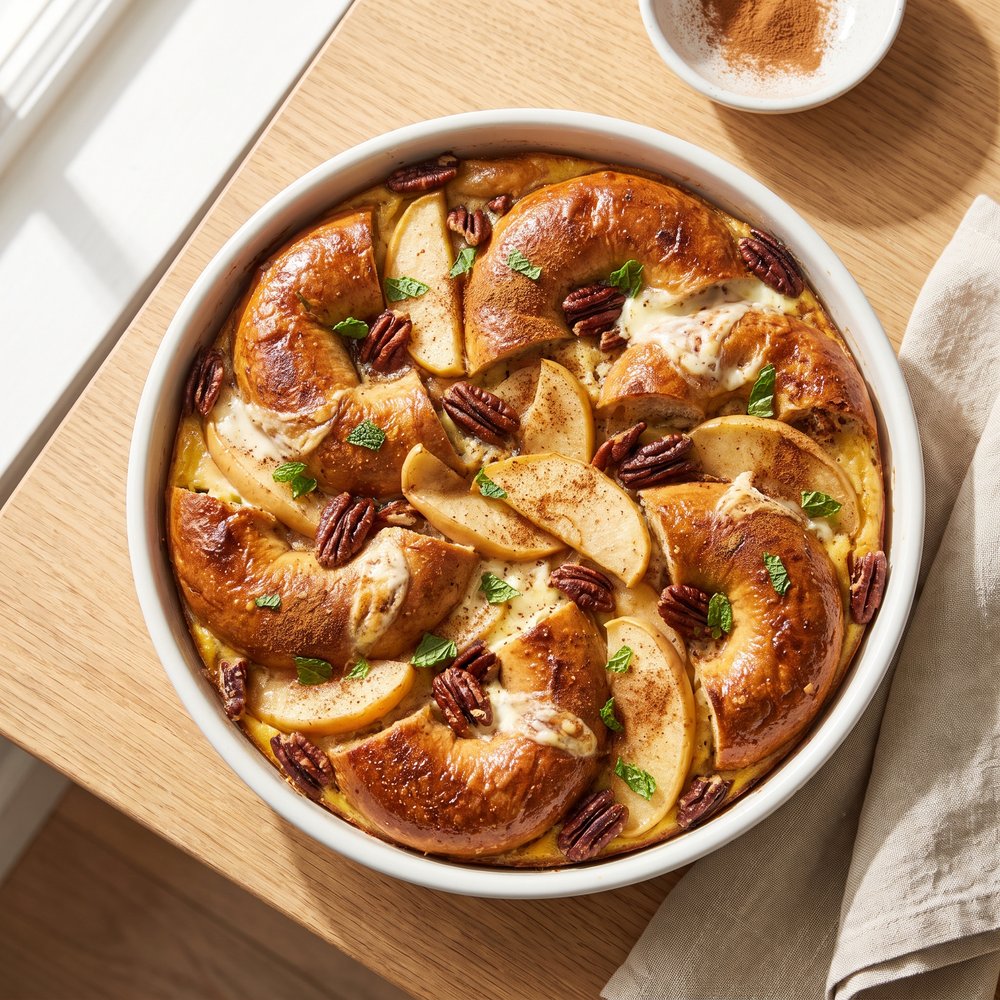 Apple-Cinnamon Bagel Breakfast Strata