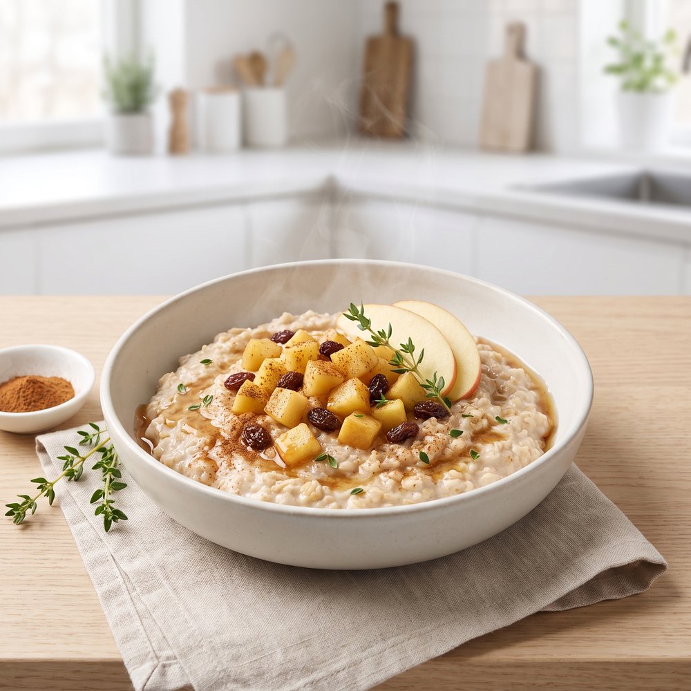 Apple-Cinnamon Oatmeal with Raisins and Maple
