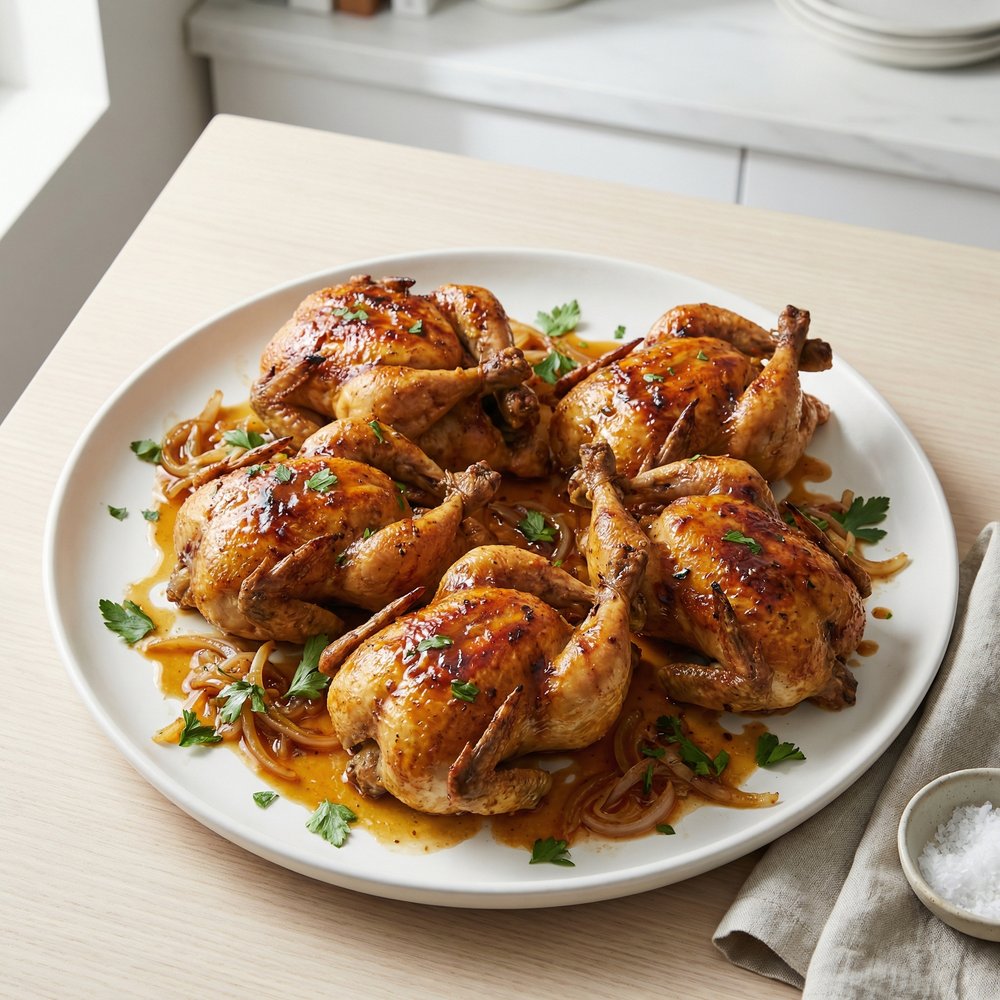 Apricot Glazed Cornish Hens