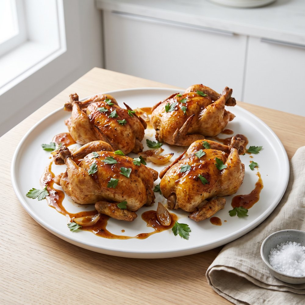 Apricot Glazed Cornish Hens