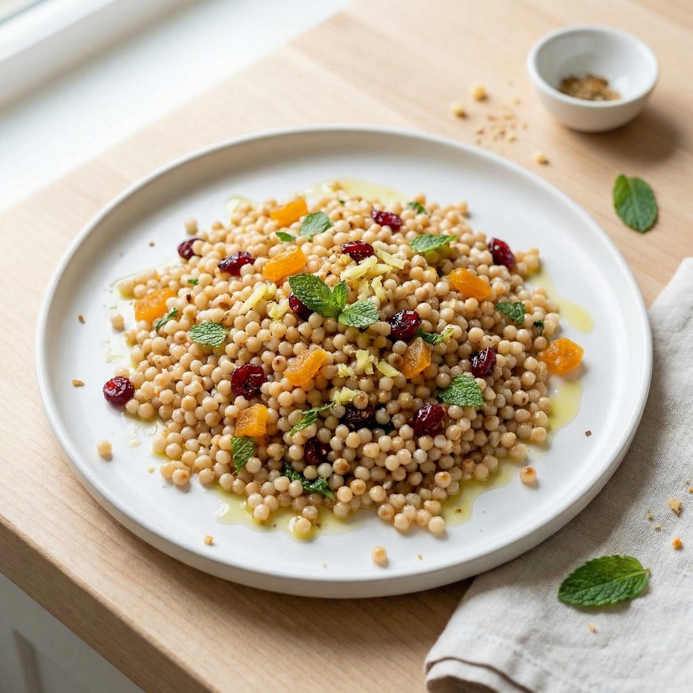Israeli Couscous with Apricots and Cranberries