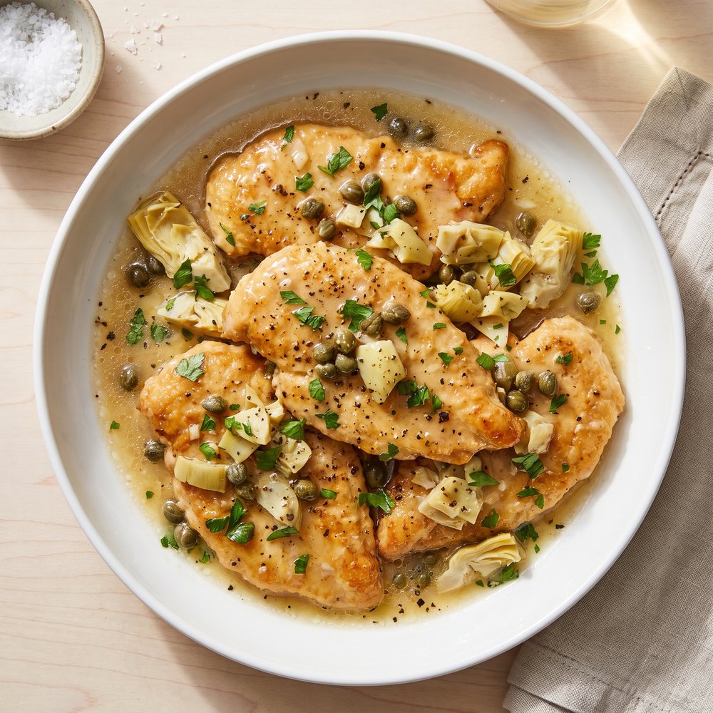 Artichoke Chicken Piccata with Lemon and Capers