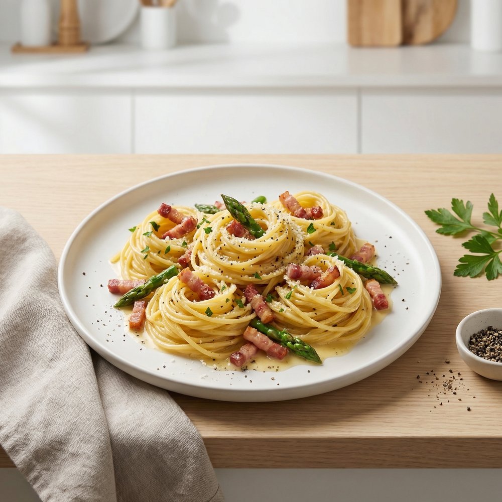 Spring Asparagus Bacon Carbonara