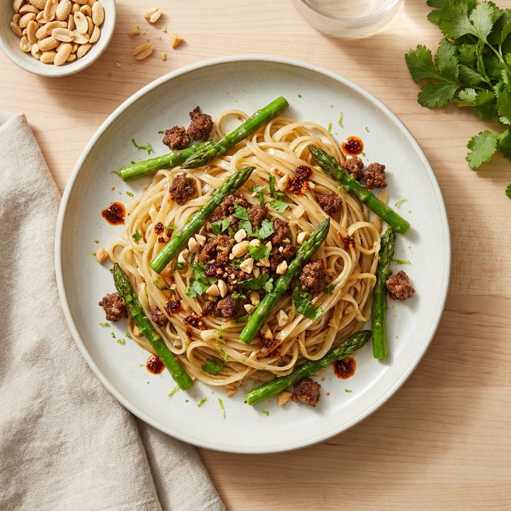 Asparagus and Beef Rice Noodle Stir-Fry