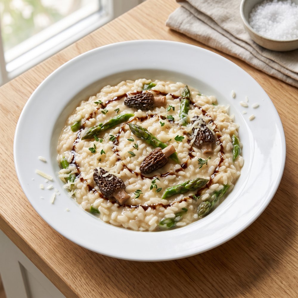 Asparagus and Morel Mushroom Risotto
