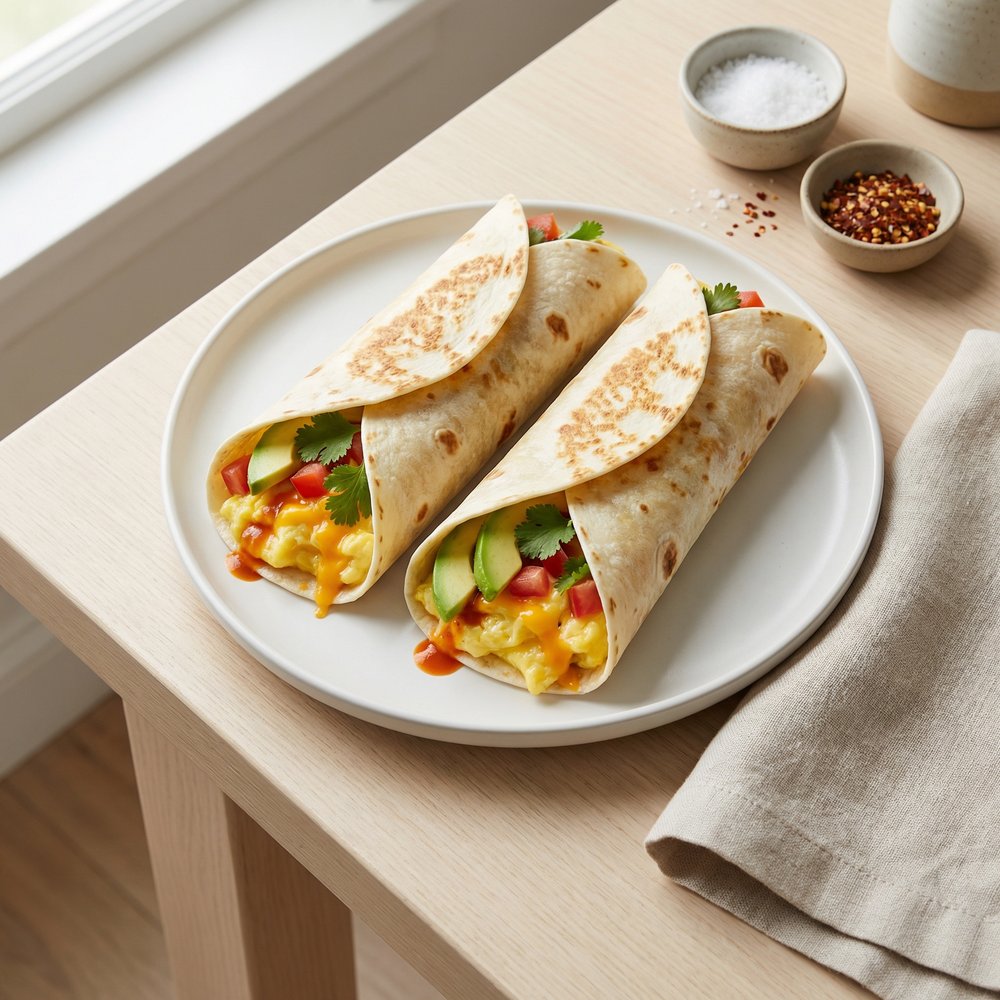 Breakfast Burrito with Avocado and Eggs