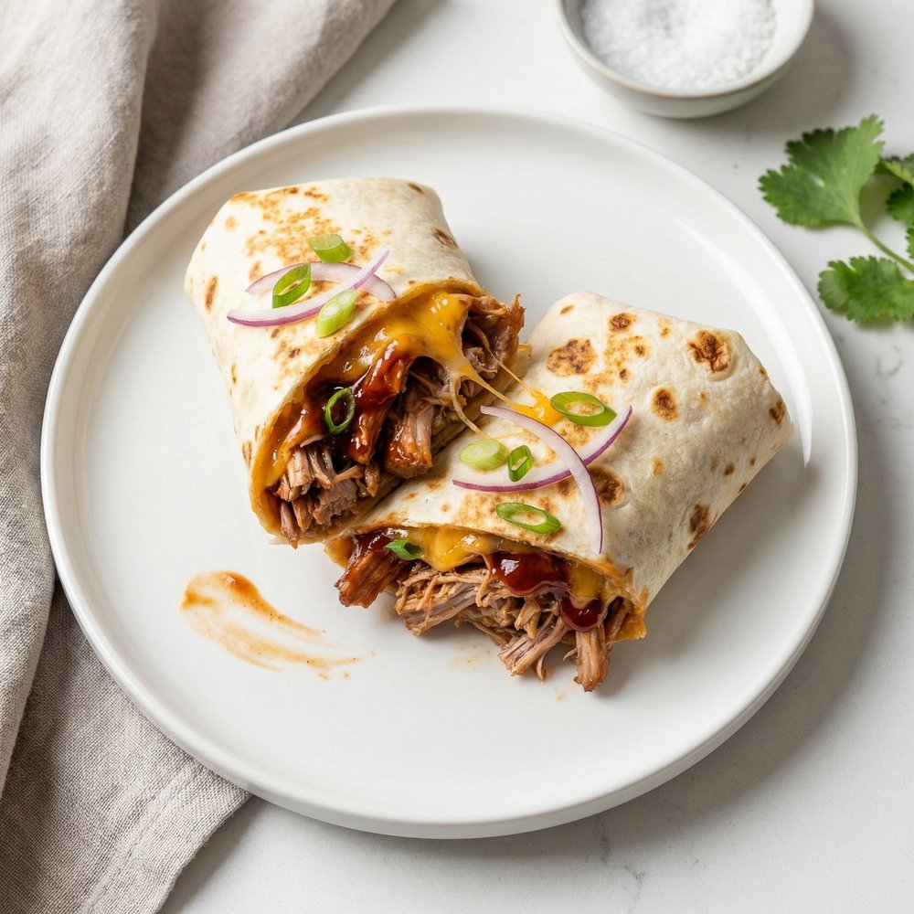 BBQ Pork Roast and Cheddar Tortilla Wrap