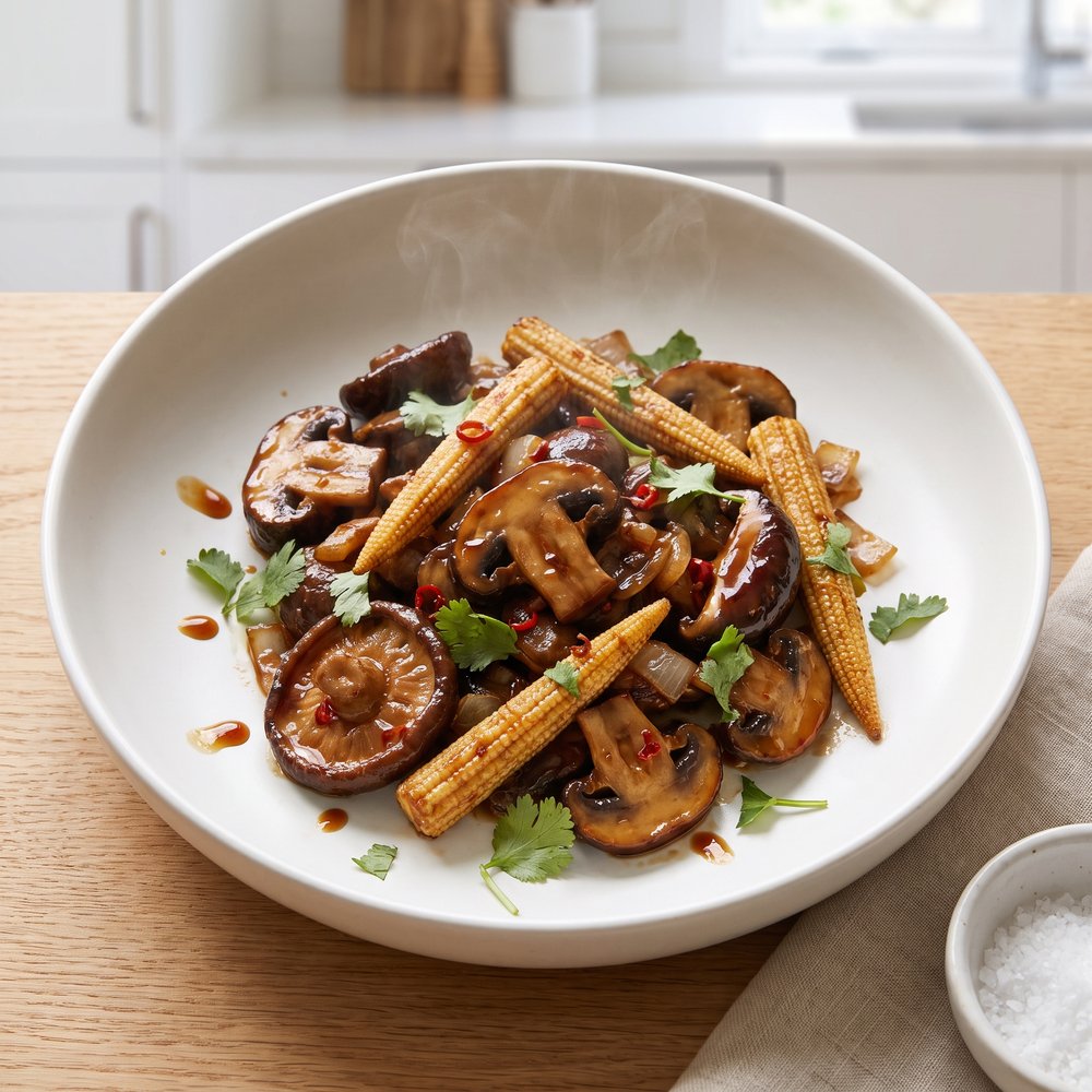 Baby Corn and Mushroom Stir-Fry