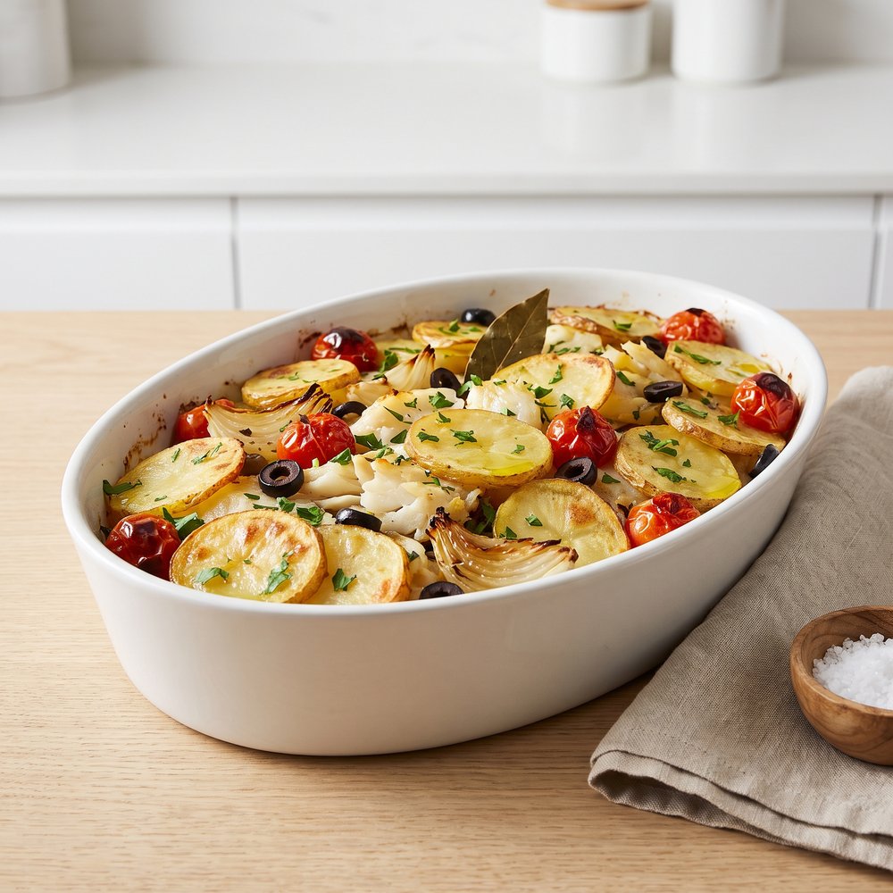 Bacalhau Portuguese ao Forno (Salt Cod with Tomatoes and Olives)