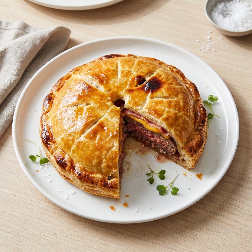 Bacon-Cheddar Burger Wellington