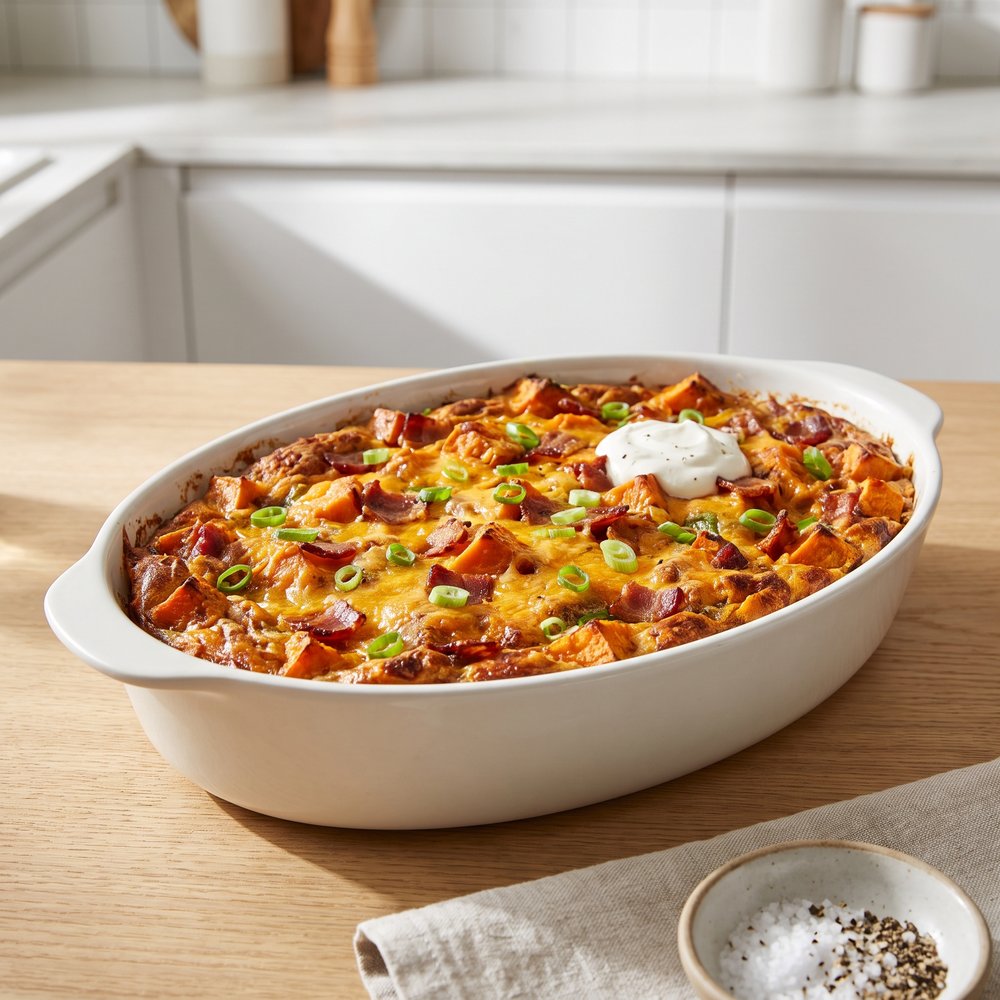 Bacon-Cheddar Sweet Potato Bake