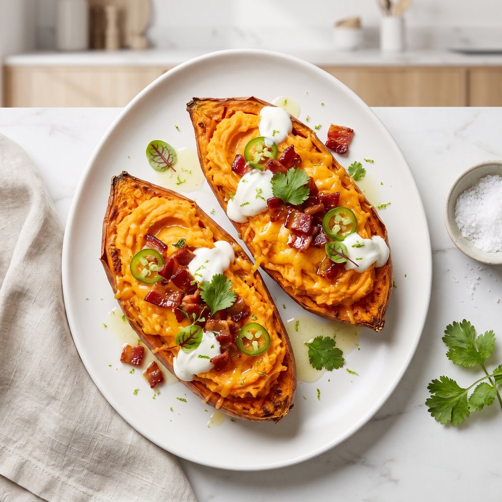 Bacon-Stuffed Twice-Baked Sweet Potatoes