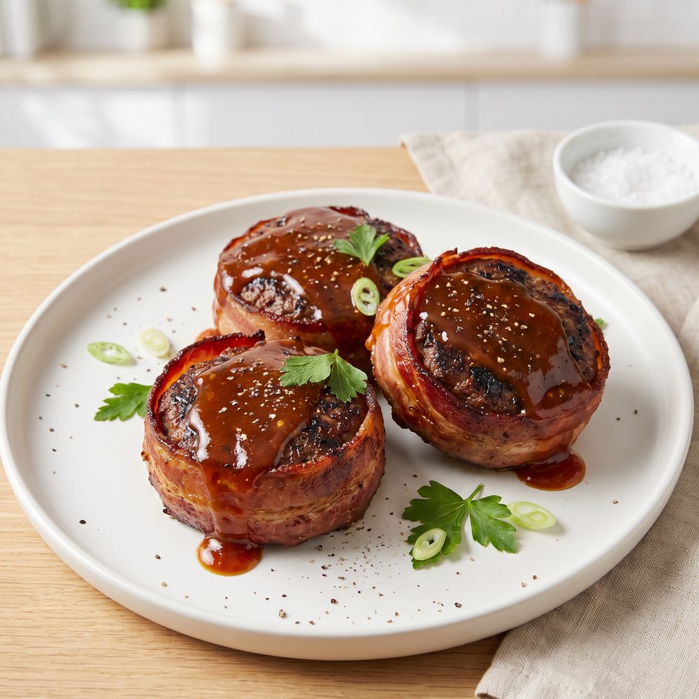 Bacon-Wrapped Beef Patties (Mock Filets)
