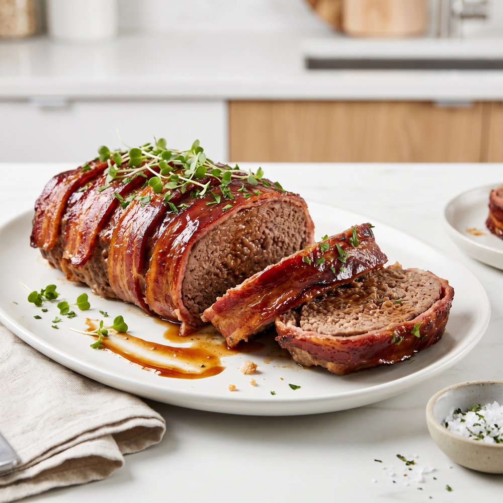 Bacon-Wrapped Meatloaf with Brown Sugar Glaze