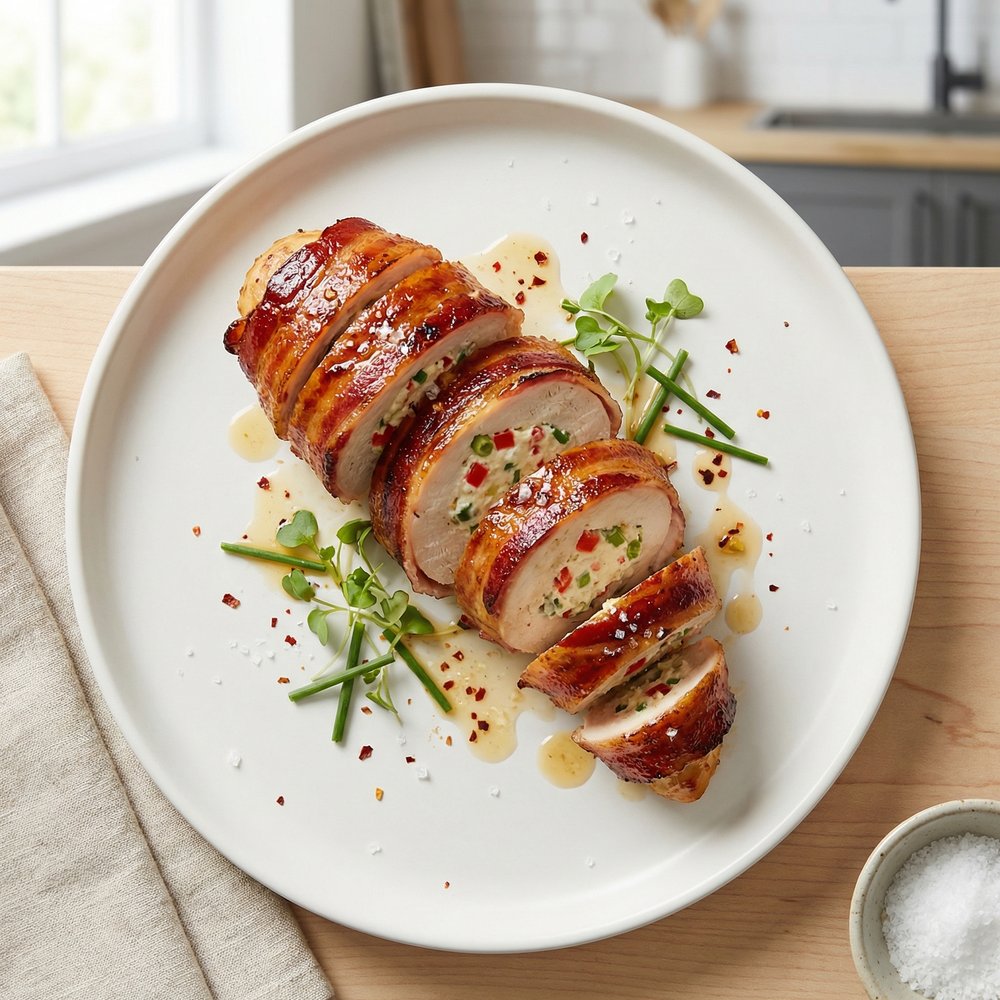 Bacon-Wrapped Cream Cheese–Stuffed Chicken Breasts