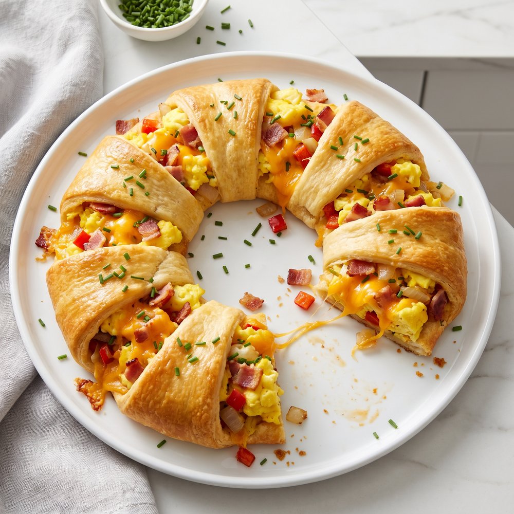 Bacon, Egg, and Cheese Crescent Breakfast Ring