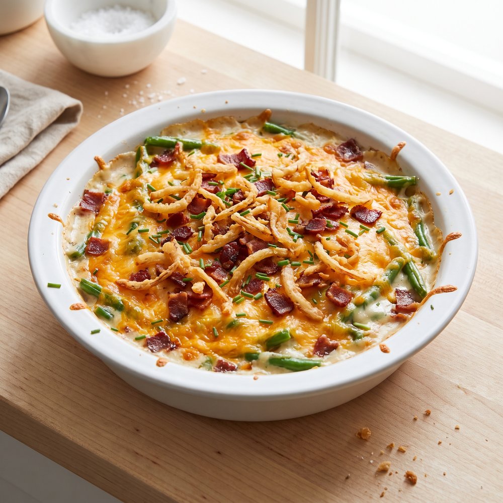 Bacon & Cheddar Green Bean Casserole