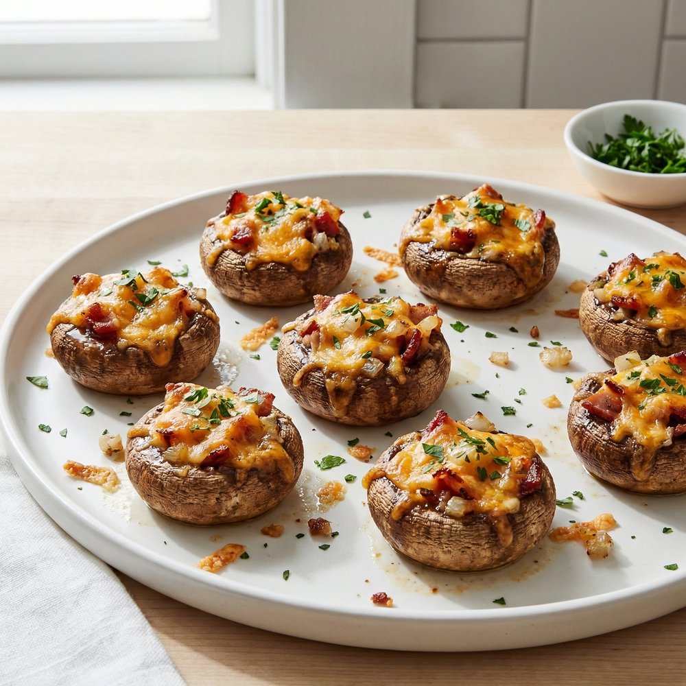 Cheddar-Bacon Filled Crimini Caps