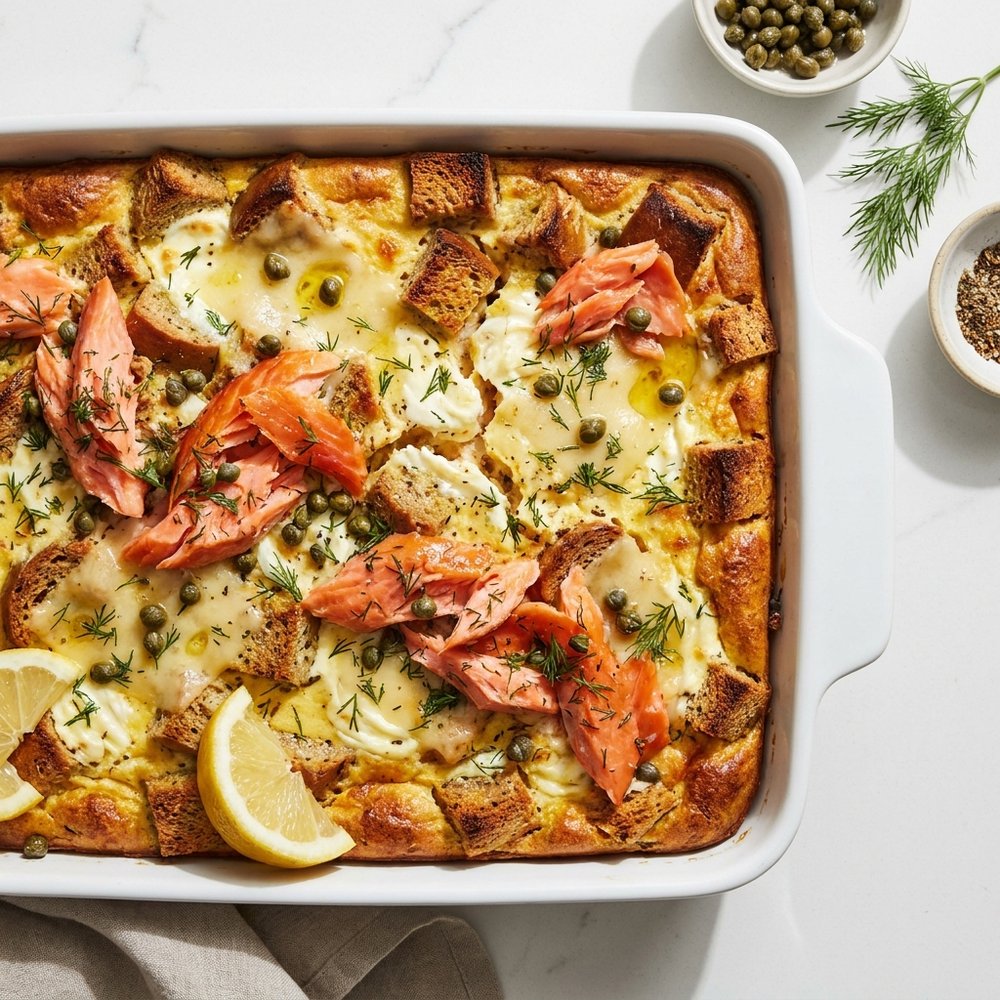 Bagel and Smoked Salmon Breakfast Bake