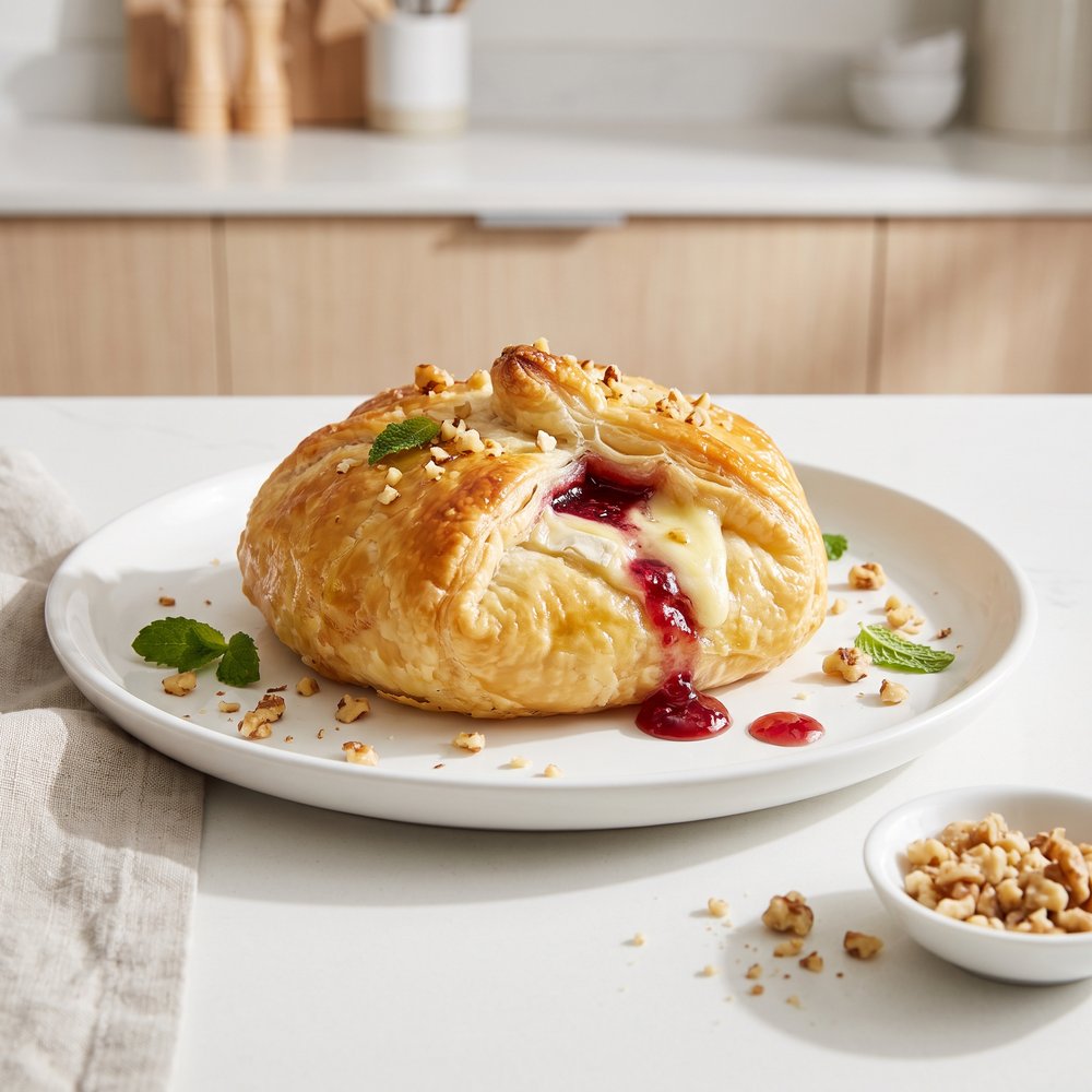 Baked Brie with Raspberry Jam and Walnuts