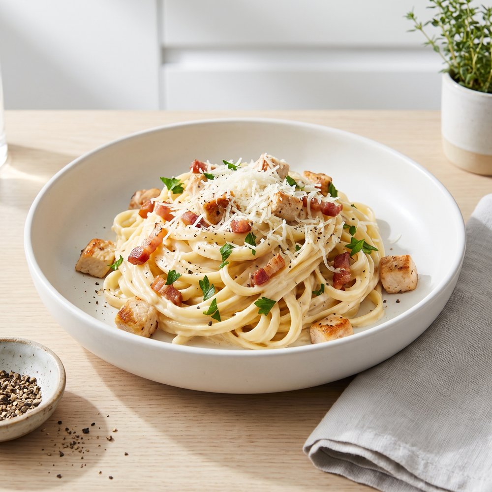 Baked Chicken Carbonara with Spaghetti