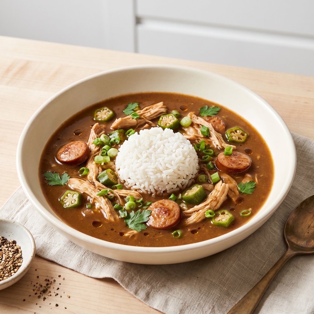 Baked Chicken and Sausage Gumbo