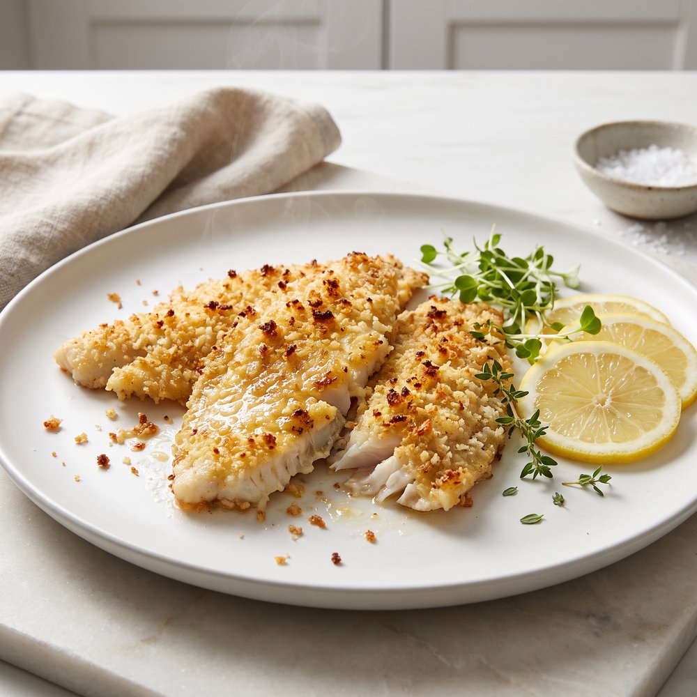 Baked Flounder with Panko and Parmesan