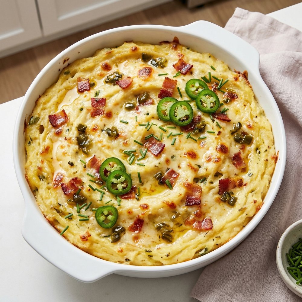 Spicy Jalapeño Popper Potato Bake