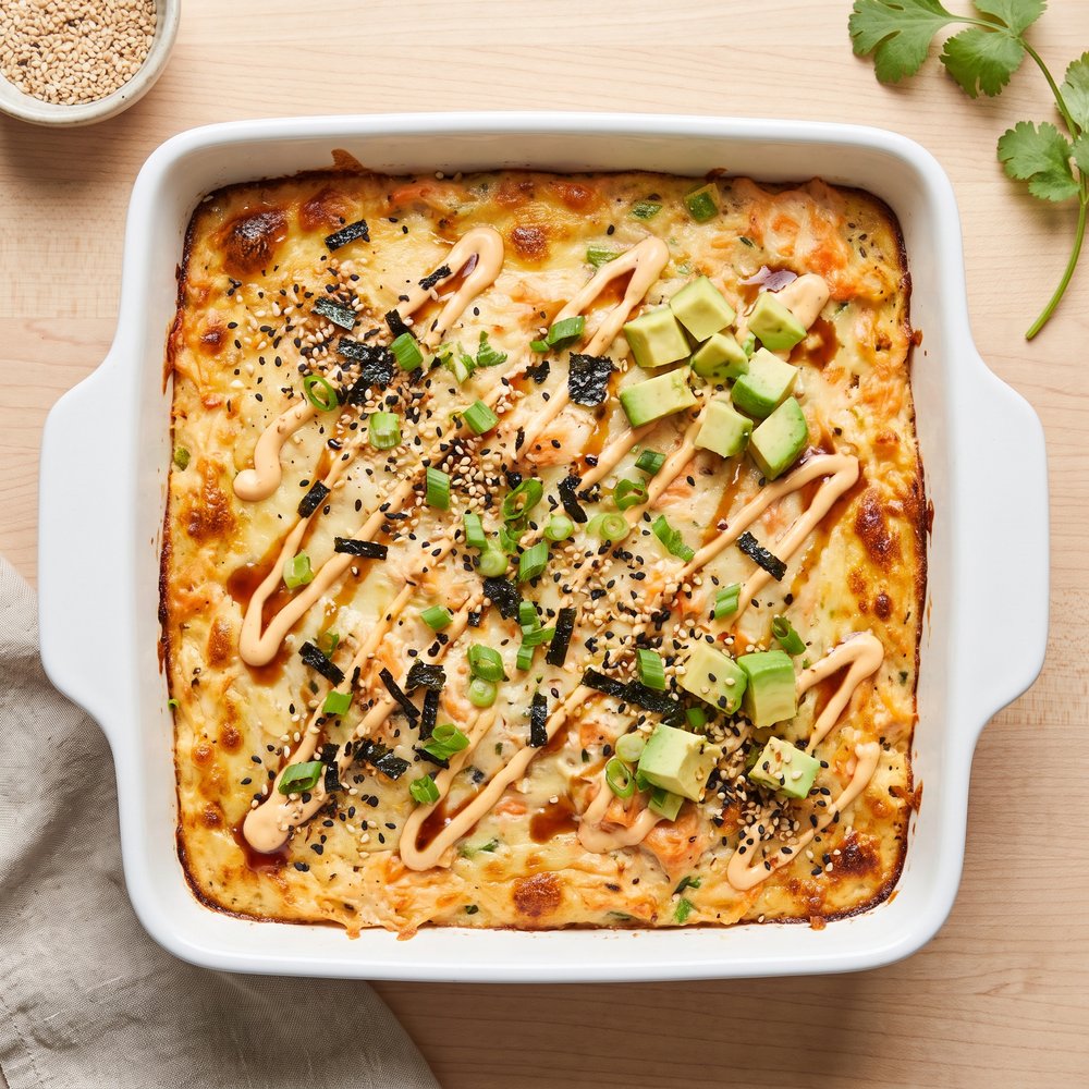 Baked Salmon Sushi Casserole