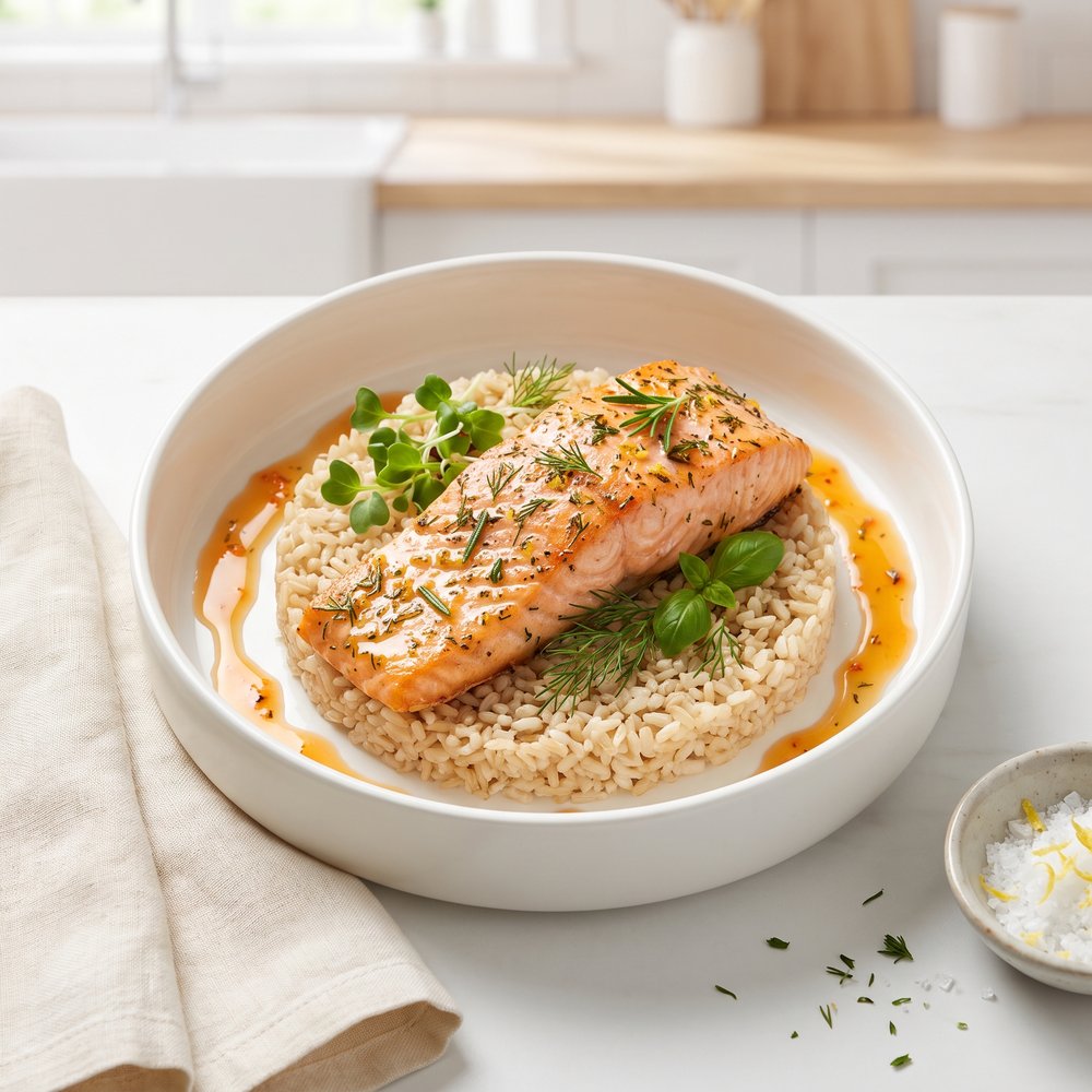 Baked Salmon and Rice