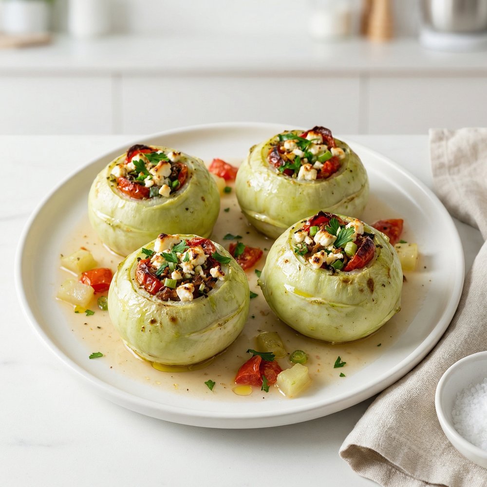 Tomato and Feta–Filled Kohlrabi