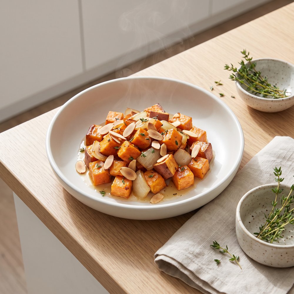 Baked Sweet Potatoes with Caramelized Onions