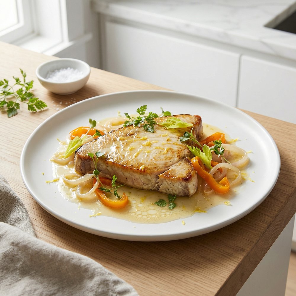 Baked Swordfish in a White Wine Sauce