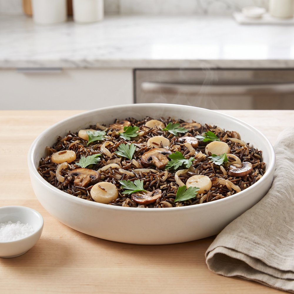 Baked Wild Rice and Mushroom Casserole