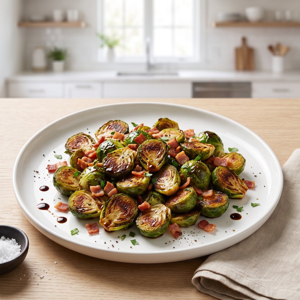 Balsamic-Glazed Brussels Sprouts with Crispy Bacon