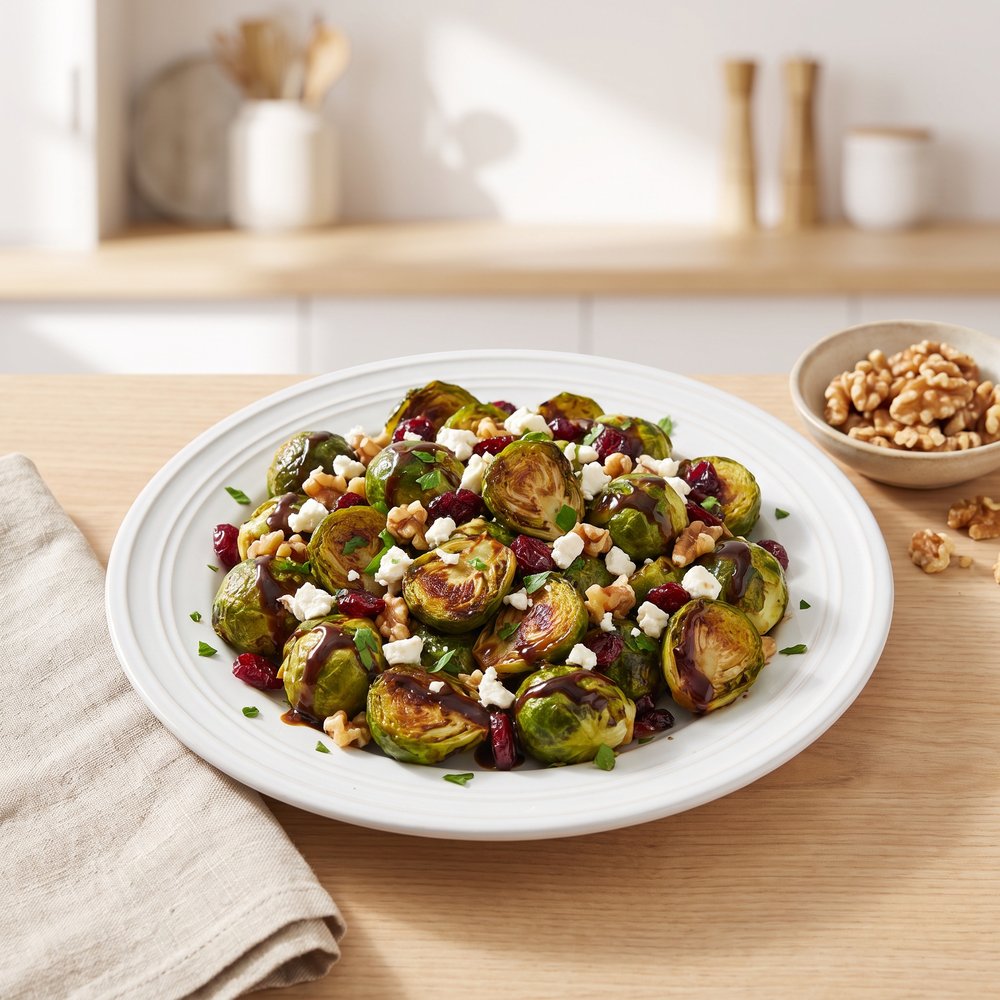 Balsamic Brussels Sprouts with Feta Cheese and Walnuts