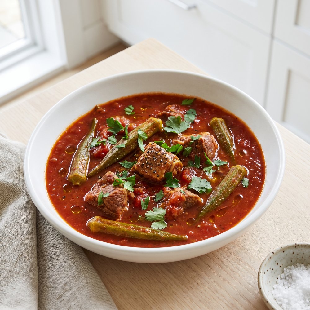Bamieh: Middle Eastern Okra and Lamb Stew