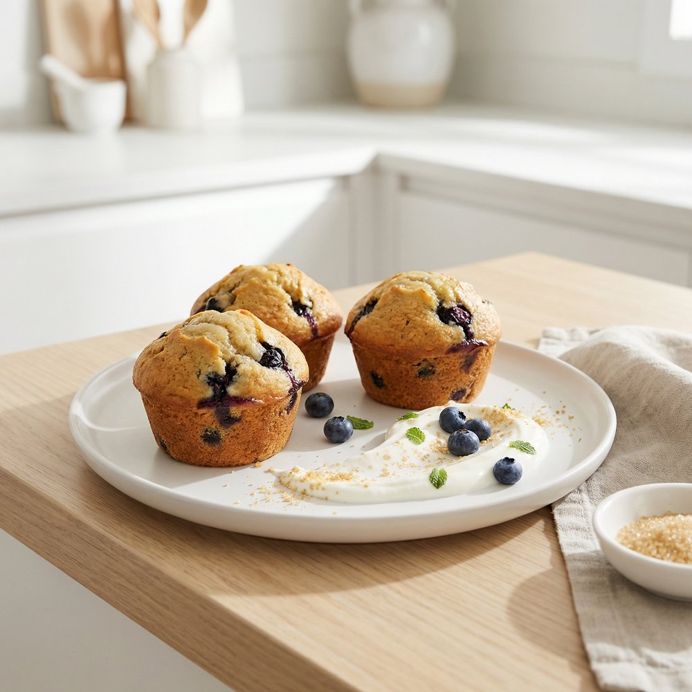 Banana-Blueberry Muffins with Greek Yogurt