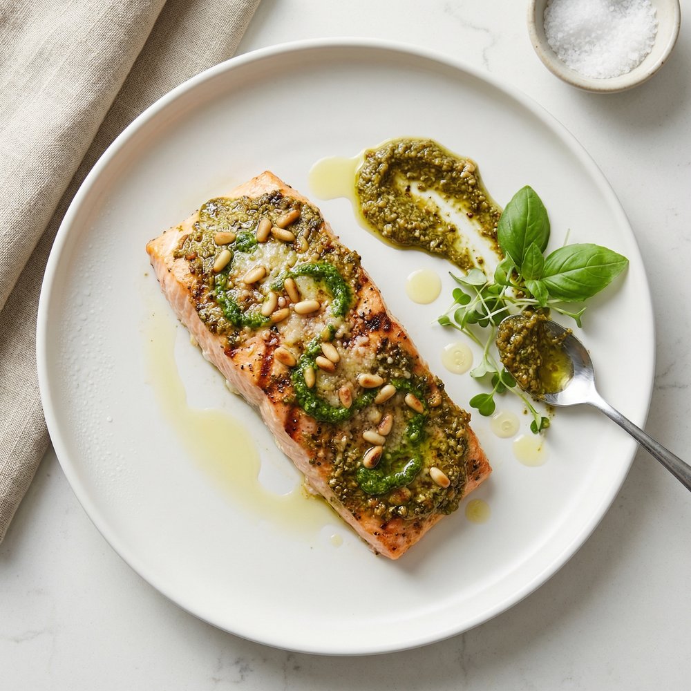 Grilled Salmon With Pesto Crust