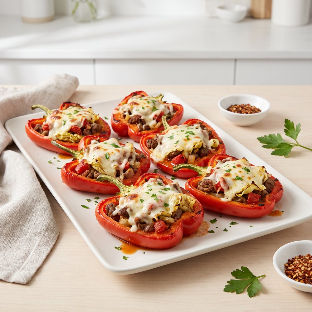 Beef-and-Cabbage Stuffed Red Peppers