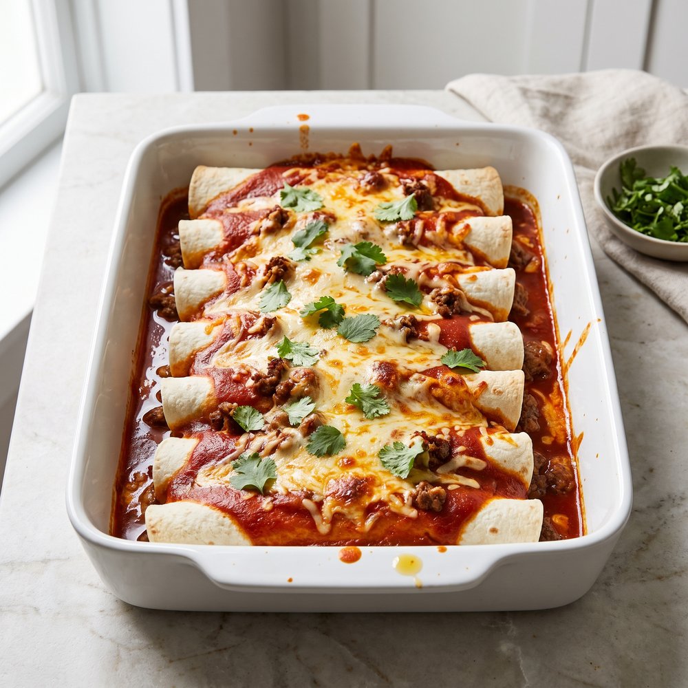 Beef Enchiladas in Fiery Red Chile Sauce