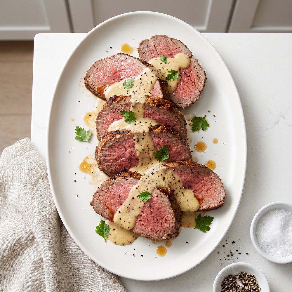 Beef Tenderloin with Creamy Dijon Sauce