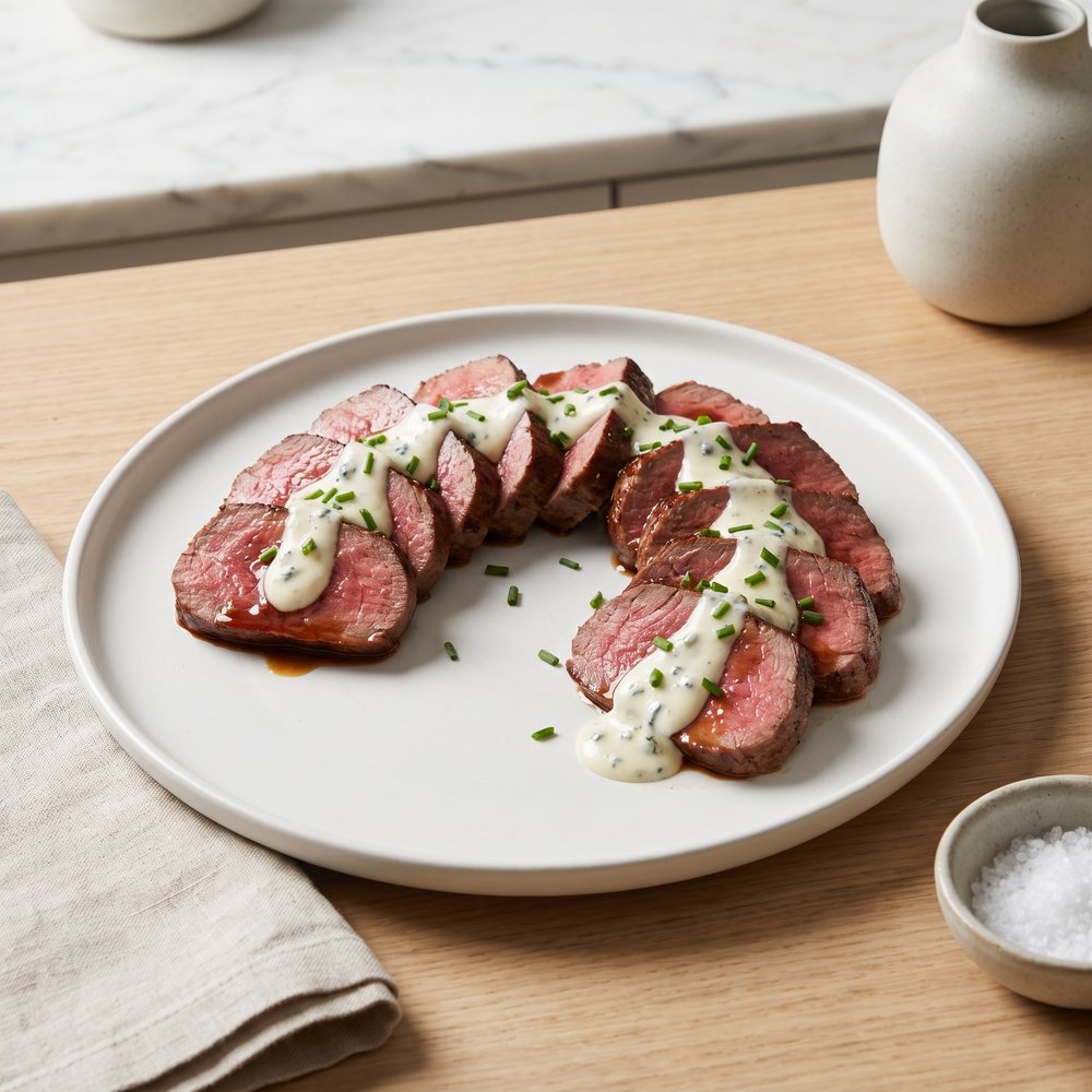 Beef Tenderloin with Blue Cheese Cream