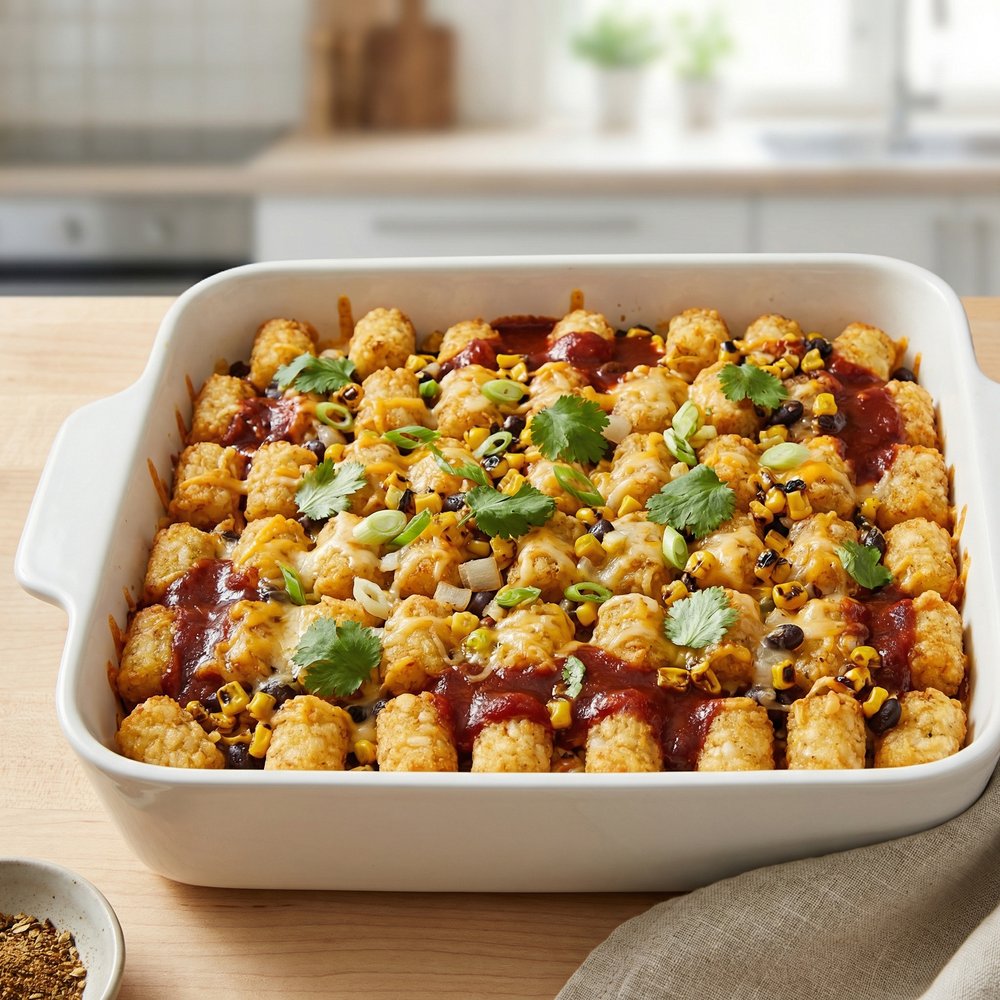 Loaded Tater Tot Taco Bake
