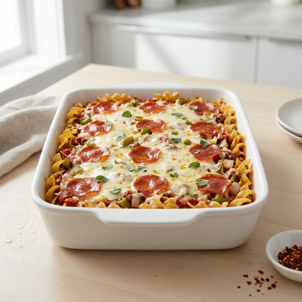 Pepperoni Pizza Noodle Bake