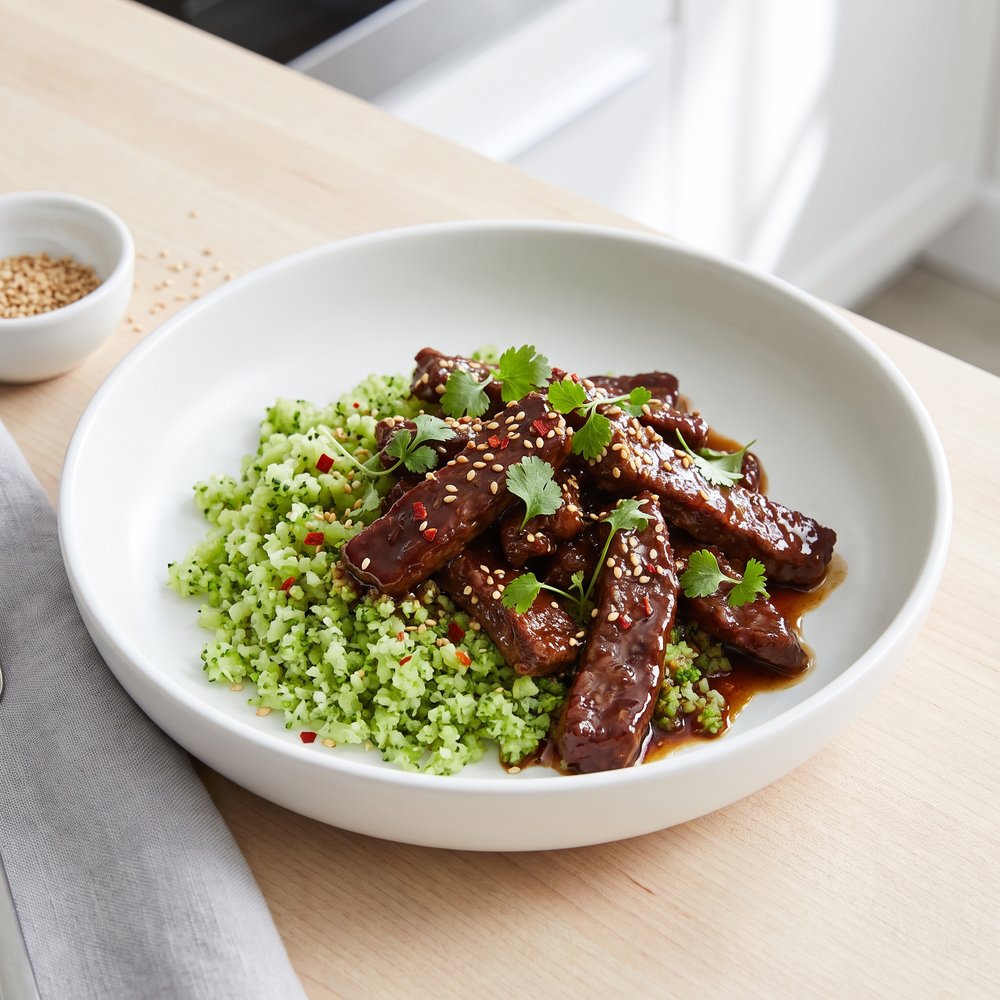 Beef and Riced Broccoli Bowl