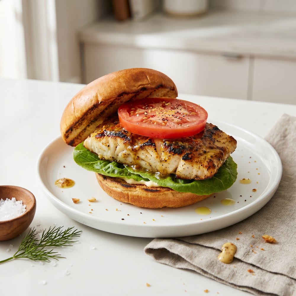 Beer-Dijon Grilled Rockfish Sandwiches