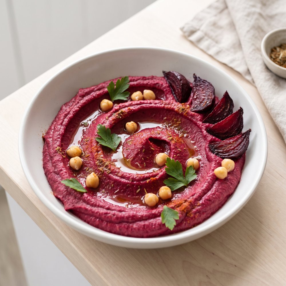 Beet and Roasted Garlic Hummus