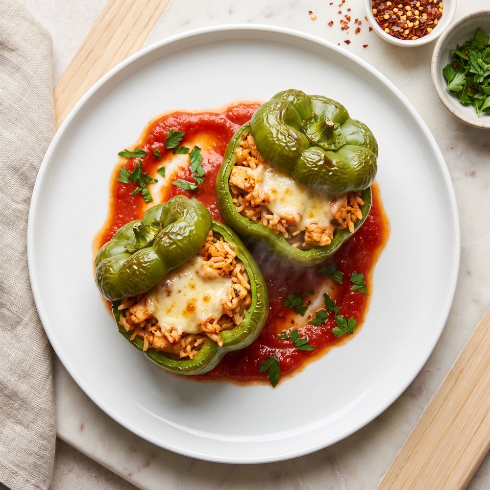 Bell Peppers Filled with Chicken and Rice