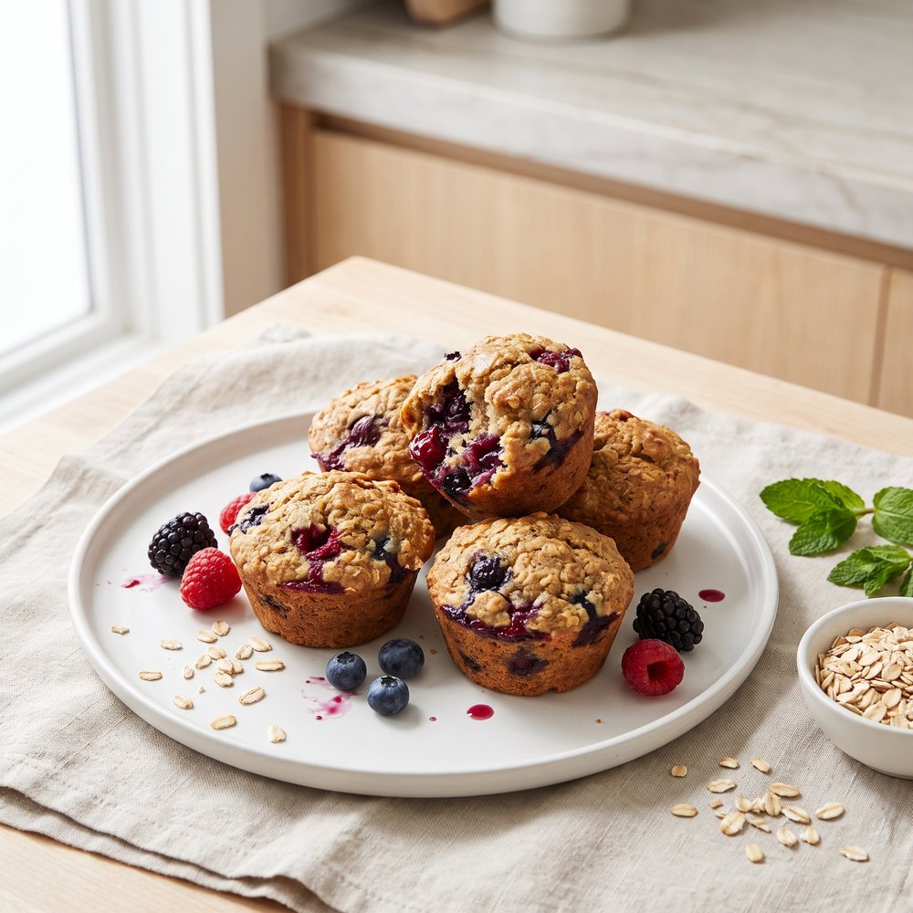 Berry Oat High-Fiber Morning Muffins